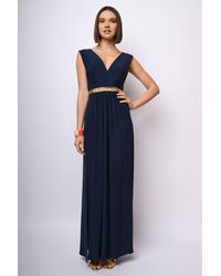NUNA LIE - Abito Lungo Con Scollo Incrociato - Lyst
