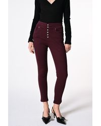 NUNA LIE - Chino Slim-Fit Con Bottoni Gioiello - Lyst