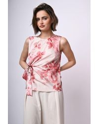 NUNA LIE - Top A Stampa Floreale Con Fiocco Laterale - Lyst