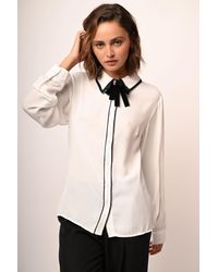 NUNA LIE - Camicia Con Fiocco E Profili A Contrasto - Lyst