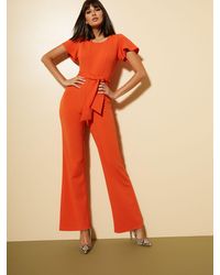 New York & Company Flutter-sleeve Jumpsuit - Magic Crepe® - Orange