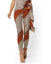 New York & Company Audrey Ankle Pant - Mixed Animal Print - Brown