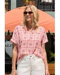 NYDJ - Becky Short Sleeved Blouse In The Paloma - Lyst