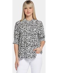 NYDJ - Pleated Short Sleeved Blouse In Gato - Lyst