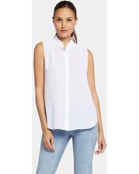 NYDJ - Sleeveless Ruffle Neck Blouse In Optic White - Lyst