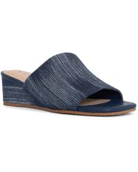 NYDJ - Claudine Wedge Mule Sandals In Dark Blue - Lyst