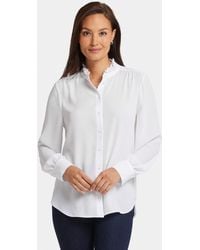 NYDJ - Ruffle Neck Blouse In Optic White - Lyst