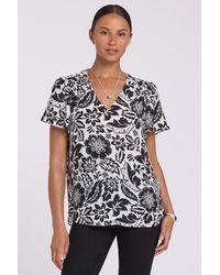 NYDJ - Pleated Flutter Sleeved Blouse In Palm Royale - Lyst