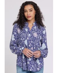 NYDJ - Pleated Front Tunic Top In Poppies At Dusk - Lyst
