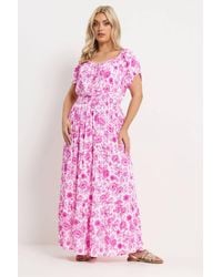 Yours - Floral Tie Neck Maxi Dress - Lyst