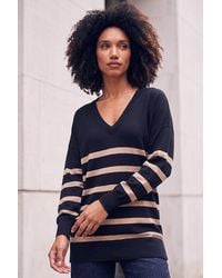 Roman - Stripe V-Neck Boyfriend Knit Jumper - Lyst