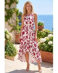 Roman - Floral Jacquard Halter Neck Dress - Lyst