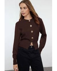 WOVCOR - Knit Cardigan W/ Rose Button Detail - Lyst