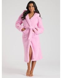 Loungeable - Chunky Sherpa Hooded Midi Dressing Gown - Lyst
