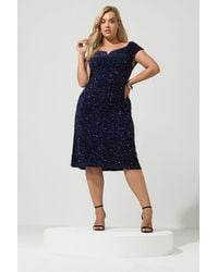 Yours - Sequin Velvet Dress - Lyst