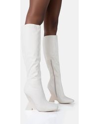 Public Desire - Vanessa Pu Inverted Wedge Square Toe Heeled Knee High Boots - Lyst