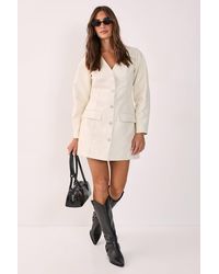 Nasty Gal - Textured Cocoon Sleeve Faux Leather Blazer Mini Dress - Lyst