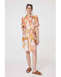 Izabel London - Printed 3/4 Puff Sleeve Shirt Dress - Lyst