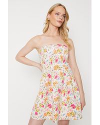 Oasis - Occasion Floral Twill Strapless Mini Dress - Lyst
