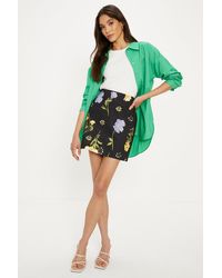 Oasis - Petite Floral Printed Cotton Mini Skirt - Lyst