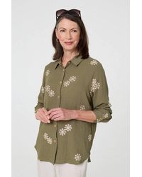 Izabel London - Snowflake Embroidered Long Sleeve Shirt - Lyst