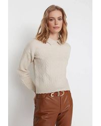 WOVCOR - Textured Chevron Knit Collared Jumper - Lyst