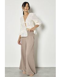 Apricot - Textured Cotton Wide-Leg Trousers - Lyst