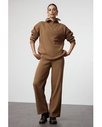 WOVCOR - 2-Piece Loose Fit Zip-Up Knit Top & Pants Set - Lyst