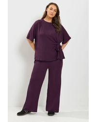 Yours - Tie Waist Trouser Set - Lyst