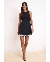 WOVCOR - Lace Hem Sleeveless Mini A-Line Dress W/ Clean Structured Fit - Lyst