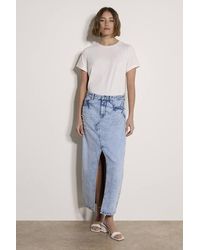 Apricot - Amara Faux Pearl Cotton Denim Midi Skirt - Lyst