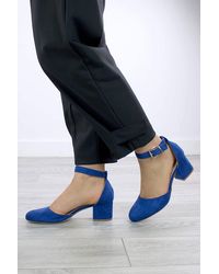 AJVANI - Mid Block Heel Buckle Ankle Strap 2 Part Heels - Lyst