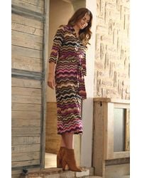 Izabel London - Chevron Print Tie Waist Midi Shirt Dress - Lyst
