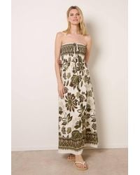 Blue Vanilla - Shirred Waist Sleeveless Slip On Tie Maxi Dress - Lyst