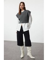 WOVCOR - Crop Crew-Neck Knitted Vest - Lyst