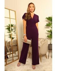 Double Second - Tulip Sleeve Wrap Front Jumpsuit - Lyst