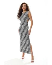 Liquorish - Floral Jersey Maxi Dress W/ Cut Out Details - Lyst