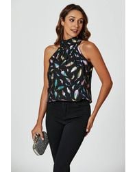 FS Collection - Leaf Foil Star Halter Neck Tie Back Top - Lyst