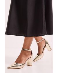 Dorothy Perkins - Blanche Ankle Strap Pointed High Block Heel Court Shoes - Lyst
