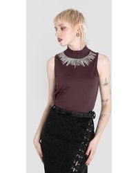 Enorsia - Sequin High Neck Sleeveless Top - Lyst