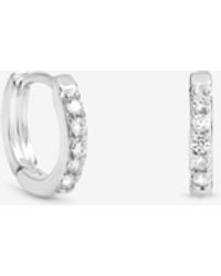 Simply Silver - Sterling Plated Cubic Zirconia Mini 10Mm Hoops - Lyst