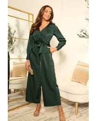 Double Second - Lux Satin Wrap Jumpsuit - Lyst
