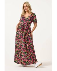 Yours - Floral Print Wrap Maxi Dress - Lyst