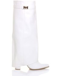 AJVANI - High Block Heel Pointed Toe Fold Over Knee Boots - Lyst