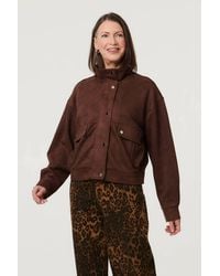 Izabel London - Faux Suede Pocket Front Relaxed Jacket - Lyst