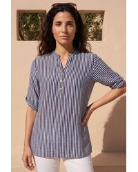 Roman - Classic Stripe Button Front Top - Lyst