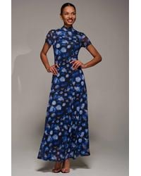 Jolie Moi - Turtle Neckline Mesh Maxi Dress - Lyst