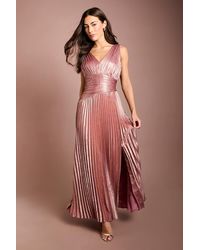 Coast - Wrap Waist Detail Pleated V Neck Maxi Dress With Split - Lyst