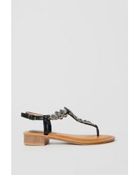 Oasis - Babs Jewelled T Bar Flat Sandals - Lyst