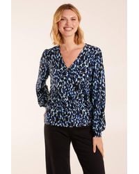 Blue Vanilla - Wrap Front Geometric Deep Hem Band Top - Lyst